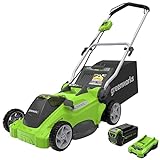 Greenworks 40V 16' Cordless Electric Lawn Mower, 4.0Ah Battery and Charger Included
