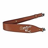Tourbon Vintage Leather Deer Head Embroidery Padded Rifle Gun Sling Strap with Swivels