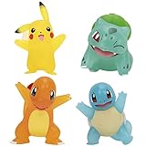Pokemon Battle Figure 4 Pack - Translucent Figures Features 3-Inch Pikachu, Charmander, Bulbasaur, Squirtle - Authentic Details - Amazon Exclusive
