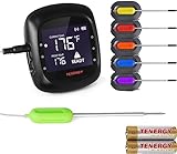 Tenergy Solis Digital Meat Thermometer, APP Controlled Wireless Bluetooth Smart BBQ Thermometer w/ 6 Stainless Steel Probes & Carrying Case, Cooking Thermometer for Grill & Smoker
