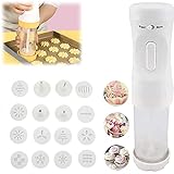 Sagsro Electric Cookie Press Gun,Cookie Making kit, Electric Cookie Decorating Tool 12 Discs and 4 Icing Tips Perfect,for DIY Cookie Maker and Cake Icing Cake Decoration