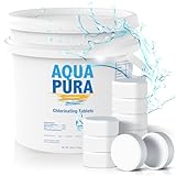 Aqua Pura Swimming Pool Chlorine Tablets, 3” Pool Supplies, Pool Shock Individually Wrapped Stabilized Chlorine Tablets, Slow Dissolve, Kill Bacteria, UV Protected,90% Available Chlorine,4LB