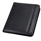 Samsill Professional Resume Padfolio with Secure Zippered Closure, 10.5 x 13 inches, Sleeve for 10.1 inch Tablet, 8.5 x 11 Notepad, Black
