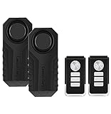 Visaman Bike Alarm with Remote 2 Pack, Loud 113dB Wireless Anti-Theft Vibration Motorcycle Bicycle Alarm IP55 Waterproof Super Vehicle Security Vibration Motion Sensor Alarm System
