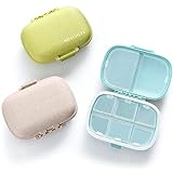 MEACOLIA 3 Pack 8 Compartments Travel Pill Organizer, Daily Pill Case Small Pill Box for Pocket Purse, Portable Pill Container Medicine Vitamin Organizer (Multi-Colored)