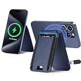 wireless future charger for Magsafe Wallet Stand - Not Power Bank, Magnetic Card Holder for iPhone 15/14/13/12 Series, Vegan Leather, 2 Slots, Fit 6 Cards, RFID Blocking, Navy Blue