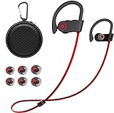 JOYWISE Bluetooth Headphones, Wireless Headphones 16H Playtime Wireless Earbuds with Mic Stereo in-Ear Earphones, IPX7 Waterproof Sports Headphones Sound Isolation Headsets for Running, Workout Red