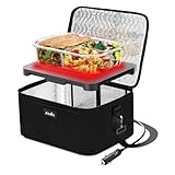 Aotto Portable Oven, 12V 24V 2-in-1 Car Food Warmer Mini Portable Microwave, Personal Heated Lunch Box Warmer for Work Reheating and Cooking Meals in Truck, Vehicle, Travel, Camping, Picnic, Black