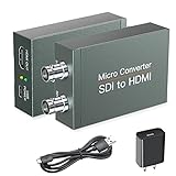 SDI to HDMI Converter with SDI Loop Out, 1080p HD-SDI / 3G-SDI/SD-SDI to HDMI Video Audio Converter, BNC to HDMI Adapter for SDI Camera Monitor Projector