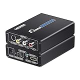 SUNNATCH RCA Svideo to HDMI Converter with RCA + S-Video Cables, RCA Composite CVBS AV or Svideo + R/L Audio Input to HDMI Output Upscale Converter