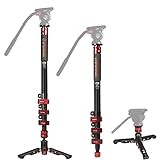 IFOOTAGE Camera Monopod Professional 71' Aluminum Telescoping Video Monopods with Tripod Stand Compatible for DSLR Cameras and Camcorders, Cobra 2 Monopod A180-II