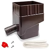 Anivia Rainwater Collection System, Rain Barrel Diverter Kit for Diverting Water, Fits 2'' x 3'' Standard Gutter Downspout (Brown)
