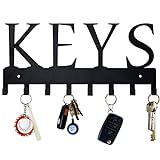 Nail-Free Metal Key Holder, Key Holder Wall Mounted Key Hooks Organizer Key Hanger Rack Wall Mounted for Home, Entryway, Hallway, Office, Matte Black,11.4''4.9''0.6''