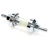 1/4 Inline Fuel Filter - APE RACING Upgraded Billet Aluminum Metal Glass Fuel Filter for Motorcycle ATV Dirt bike Classic bikes and Small Engines, Corrosion Resistance, Washable and High Flow (Chrome)