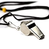 Crown Sporting Goods SCOA-001 Stainless Steel Whistle with Lanyard – Great for Coaches, Referees, and Officials by
