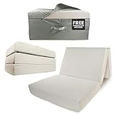 Portable Mattress - Folding Memory Foam Guest Fold Up Bed w/Case | Tri-Fold (6 Inch) Travel Away Floor, Futon & Camp Cot Topper for Fast Trifold Foldable (Fold-Up & Fold-Out) Sleep Comfort (Twin)