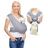 AnccoPlus Dog Carriers for Small Dogs, Front Facing Dog Sling, Hands Free Pet Carrier, Size Adjustable Puppy Carrier, Reducing Back Pain, Soft Cotton, Safe Dog Sling Carrier (Plus, Heather Gray)
