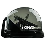 KING KOP4800 One Pro Premium Satellite TV Antenna - Works with Dish, DIRECTV, or Bell (Canada), Western Arc Satellites, Clear (Smoke)