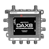 Antennas Direct DAX 8-Output TV Antenna Distribution Amplifier, Output to 8 Televisions, CATV Systems, 4K 8K Ready – w/Power Supply, Coaxial Cable (Silver)