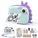 HiMont Kids Camera Instant Print, Digital Camera for Kids with No Ink Print Paper & 32G TF Card, Selfie Video Camera with Color Pens & Photo Clips for DIY, Gift for Girls Boys 3-12 Years Old (Green)