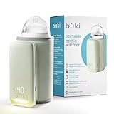 Büki Portable Bottle Warmer for Breastmilk or Baby Formula - Fast Heating + Leak-Proof + Adjustable Travel Warmer with Battery-Powered Temperature Display, Flashlight - 6000MAH Rechargeable Battery