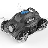 MEANFUN 2024 New Cordless Robotic Pool Vacuum Cleaner, Last 110 Mins & Clean 1076 Sq. Ft for Above Ground and Inground Pool Robot - 5800mah Automatic Parking Pools Cleaning Tools PC01 Grey