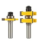 Yakamoz Adjustable Tongue and Groove Router Bit Set with 1/2 Inch Shank, 1-1/4' Stock Woodworking Cutting Milling Tools