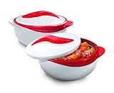 Pinnacle Insulated Casserole Dish with Lid 1.5 qt. Hot Pot Food Warmer/Cooler –Great Thermal Soup/Salad Serving Bowl- Stainless Steel Hot Food Container–Best Gift Set for Moms –Holidays Red/white