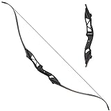 TOPARCHERY Archery 56' Takedown Hunting 40lbs Recurve Bow Metal Riser Right Hand Black Longbow