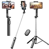Extendable Selfie Stick, with Wireless Remote and Phone Holder, Portable Tripod Stand for Group Selfie/Live Streaming/Video Recording Compatible with iPhone, Android Phones