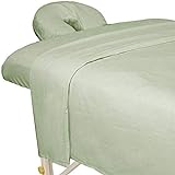 ForPro Premium Flannel 3-Piece Massage Sheet Set, Sage, for Massage Tables, Includes Massage Flat Sheet, Massage Fitted Sheet, and Massage Fitted Face Rest Cover