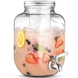 FineDine Glass Drink Dispenser for Fridge - 1 Gallon Water, Laundry Detergent or Beverage Dispenser for BBQ, Picnic, Pool Party and Social Events