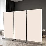 YASRKML 3 Panel Room Divider, Folding Privacy Screen for Office, Partition Room Separators, Freestanding Room Divider Screen Fabric Panel 102x71.3, Beige