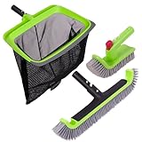 Sepetrel Deluxe Swimming Pool Cleaning Kit Including Rubber Edge Pool Skimmer Net,17.5' Pool Brush Head & Hand Scrub Brush(NO Pole)