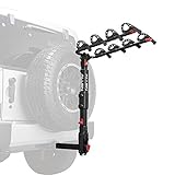 Allen Sports Premier Locking Quick Release 4-Bike Carrier for 2 Inch Hitch on Vehicles with Spare Tire, Model 400QR, Black