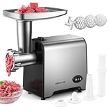 Electric Meat Grinder, Sausage Stuffer Maker 450W(3000W Max) Food Grinder with Blade & 3 Plates, Sausage Stuffer Tubes & Kubbe Kit, Stainless Steel Heavy Duty Meat Mincer Machine for Home Kitchen Use