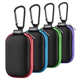 SUNGUY Earbuds Case 4Pack, Rectangle Earbuds Carrying Case, Portable Earphone Case Phone Accessories Organizer with Carabiner for Earphone, in-Ear Headphones, Earbud, SD Card, USB Charging Cable
