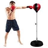 Punching Bag with Stand and Boxing Gloves, Reflex Punching Bag, Freestanding Punching Ball Boxing Speed Bag,Height Adjustable- Great for MMA Training, Boxing Equipment, Stress Relief & Fitness