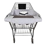 Boppy Antibacterial Compact Shopping Cart Cover | Gray | Easy-on Stretch Fit for Single and Extra Wide Shopping Carts, High Chairs and Playground Swings | 360° Coverage | Integrated Storage Pouch