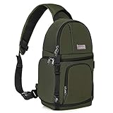 MOSISO Camera Sling Bag, DSLR/SLR/Mirrorless Camera Case Shockproof Photography Camera Backpack with Tripod Holder & Removable Modular Inserts Compatible with Canon/Nikon/Sony/Fuji, Army Green