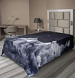 Lunarable Night Sky Flat Sheet, Nocturnal Cloudy Astronomical Sky Space Telescope View of Stars Image, Soft Comfortable Top Sheet Decorative Bedding 1 Piece, Twin Size, Blue Grey and White
