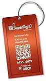 Dynotag® Web Enabled Smart Aluminum Convertible Luggage ID Tag + Braided Steel Loop, with DynoIQ™ & Lifetime Recovery Service (Electric Orange)