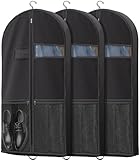 Lazebox 3 packs Garment Bag for Closet Storage and Travel with Zipper Pocket, Heavy Duty Waterproof Hanging Suit Bag with Handles for Suits, Coats, Jackets, Shirts