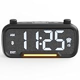 ROCAM Alarm Clock Radio - Bluetooth Alarm Clock: Warm Night Light Digital Clock Dimmable 16 Levels Volume Type C & USB Ports for Bedroom Bedside | Nightstand | Kids | Teens | Seniors | Adults