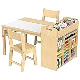 GDLF Kids Art Table and Chairs Set Craft Table with Large Storage Desk and Portable Art Supply Organizer for Children Ages 8-12, 47' L x 30' W