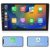 10 Inch Android Car Stereo Double Din with Wireless Carplay Android Auto, Touch Screen Car Radio Supports GPS Navigation, WiFi, Hi-Fi Sound, FM/RDS Radio, Split Screen+ Backup Camera