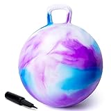 ZOOJOY Hopper Ball, Hopping Toys for Kids, 18inch Bouncy Ball with Handle for Boys Girls Aged 3-8, Inflatable Clouds Bounce Hopper Toy with Pump