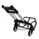 Y&Y Decor Compact Portable Folding Hand Truck Aluminium Luggage Trolley Cart and Dolly with Black Elasticized Cord, Telescoping Handle, PVC Wheels for Travel Office Auto Moving (Black)