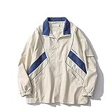 GAI Men's Varsity Jacket Harajuku Vintage Bomber Jackets Techwear Windbreaker Color Block Unisex Coats Korean Streetwear (A Khaki,XL), X-Large