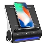 Azpen Dockall D108 Wireless Charging Dock with Upgraded Bluetooth Speakers Wireless Charger for iPhone 14 13 12 11 X XR 8 Samsung S22 Note 22 S21 S20 Note 20 S10 S9 Black